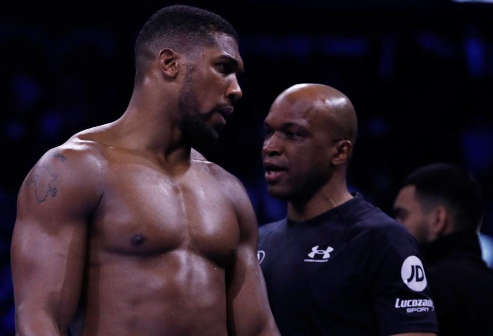 James (right) with Anthony Joshua (Action Images via Reuters)