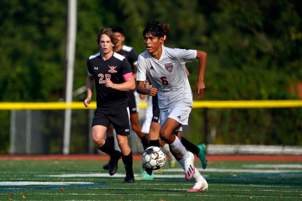 Kelvin Quevedo of Cliffside Park (6) plays against Emerson on Wednesday, Sept. 15, 2021, in Emerson.