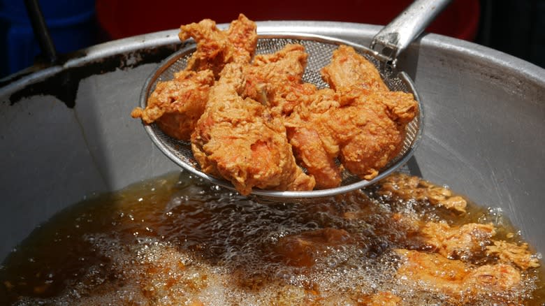 deep frying chicken