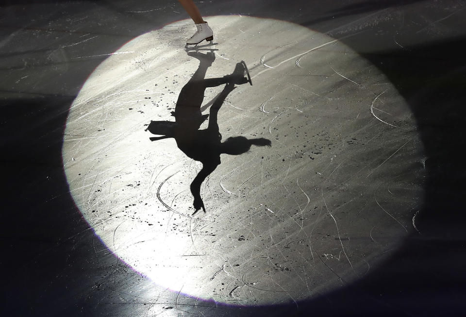 <p>Gold medalist Choi Da-bin of South Korea, winner of the Figure Skating Women’s event performs during the closing ceremony of the Asian Winter Games at Makomanai Indoor Skating Rink in Sapporo, northern Japan, Sunday, Feb. 26, 2017. (Photo: Eugene Hoshiko/AP) </p>