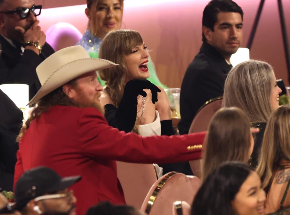 Taylor Swift laughing, 2024 Grammys