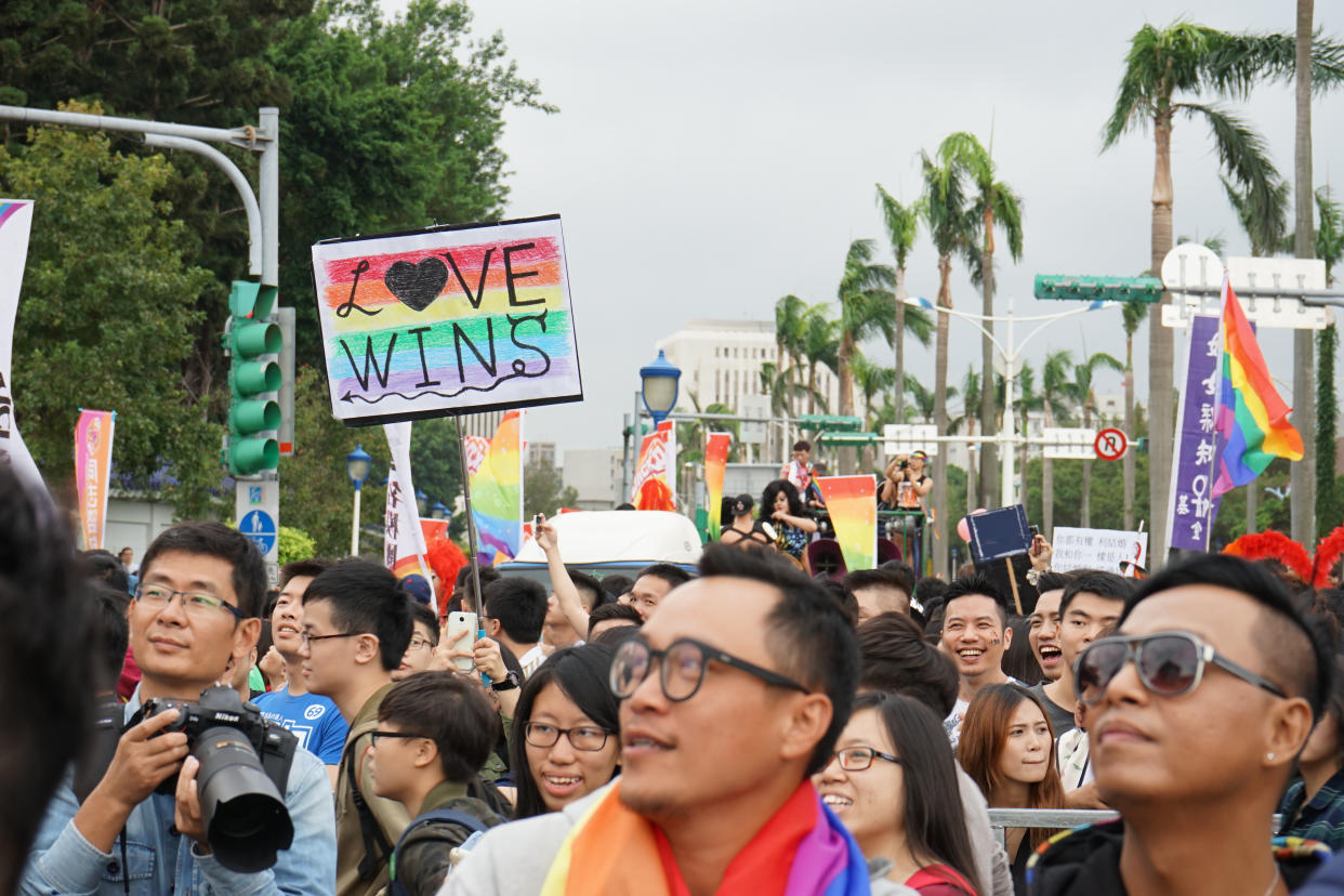 Taipei, Taiwan - Oct 31 2015: Group of people attend Taipei Gay pride