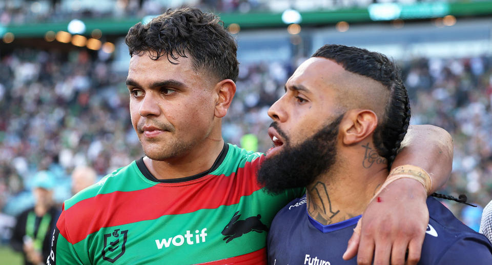 From left to right, Latrell Mitchell and NRL rival Josh Addo-Carr.