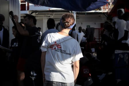 MSF Medical Team Leader Hofstetter on the deck of Ocean Viking at the Mediterranean Sea