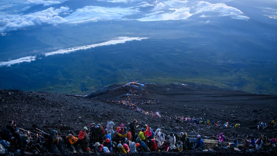 Experts say the mountaineering experience at Mount Fuji is in sharp decline because of the crowds. - Courtesy Yamanashi Prefectural Government