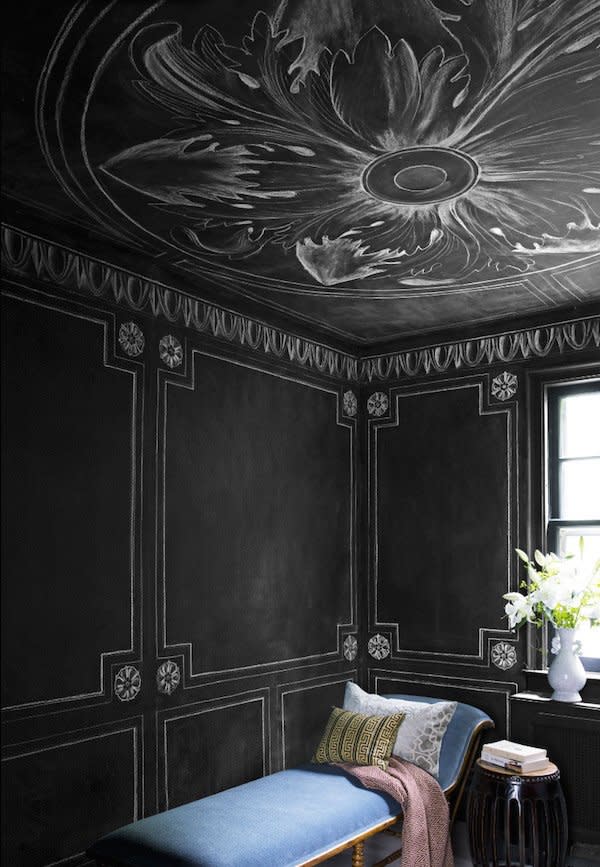 Chalkboard paint ceiling by artist Rajiv Surendra.