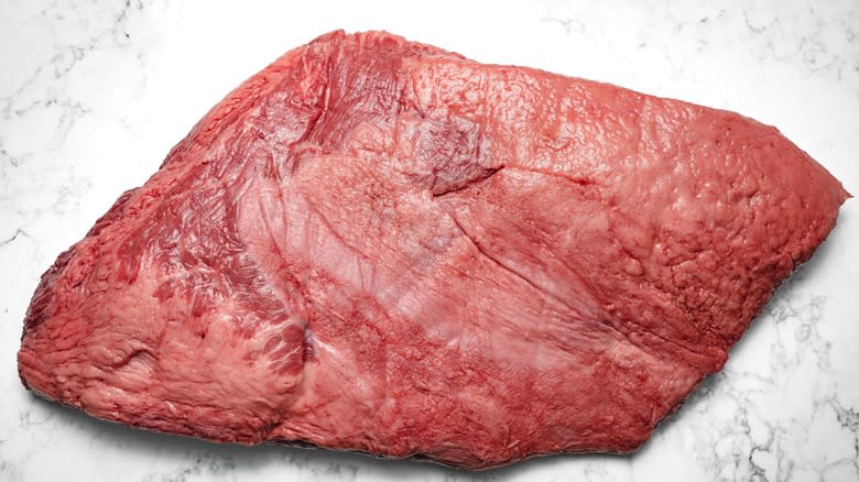 raw flat cut beef brisket