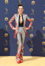 <p>Two Guys and a Girl star Suzanne Cryer opts for a statement suit for the Emmys.<br>Photo: Getty </p>