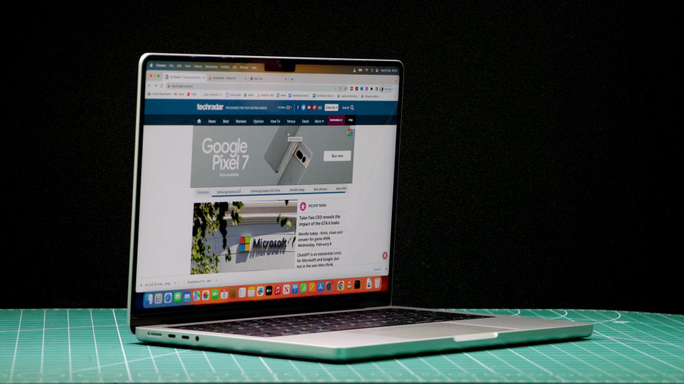 best MacBook and Macs MacBook Pro 14-inch (2023) in a studio with screen showing website