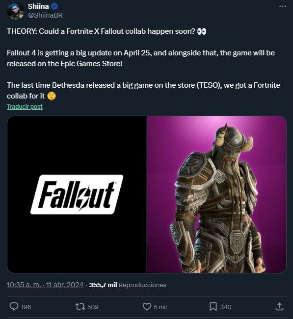 Teoria apunta a un crossover entre Fallout y Fortnite