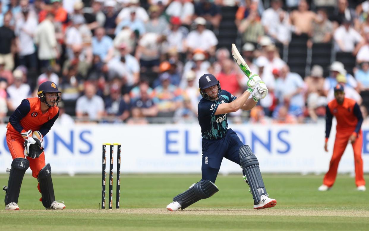 Jos Buttler smashes the ball for six - GETTY IMAGES