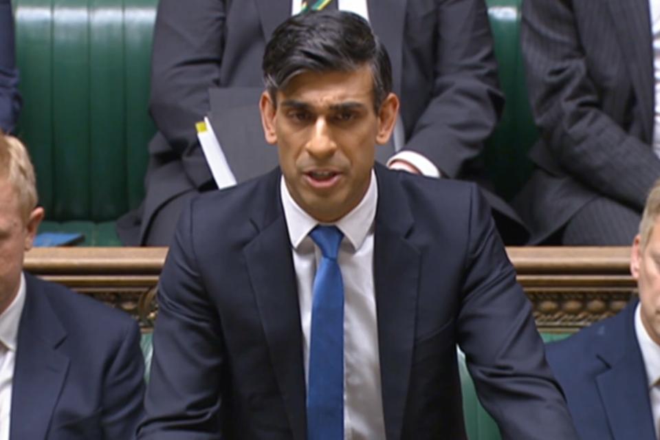 Prime Minister Rishi Sunak speaks in the House of Commons after the latest bombing in Yemen (Parliament TV)