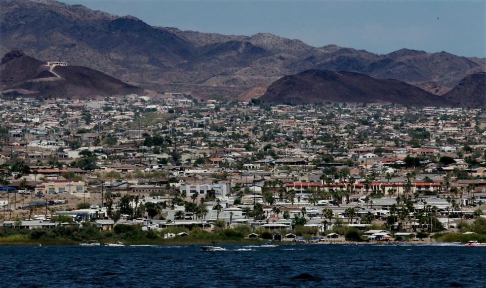 Lake Havasu City stretches from the banks of Lake Havasu to nearby foothills.