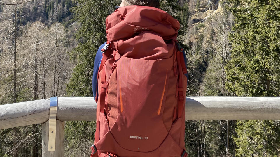 Close-up of Osprey Kestrel 38 backpack