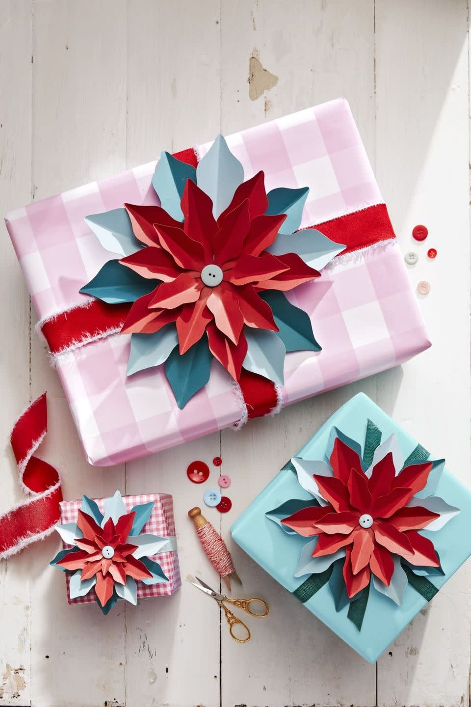 DIY Paper Poinsettia Gift Wrap