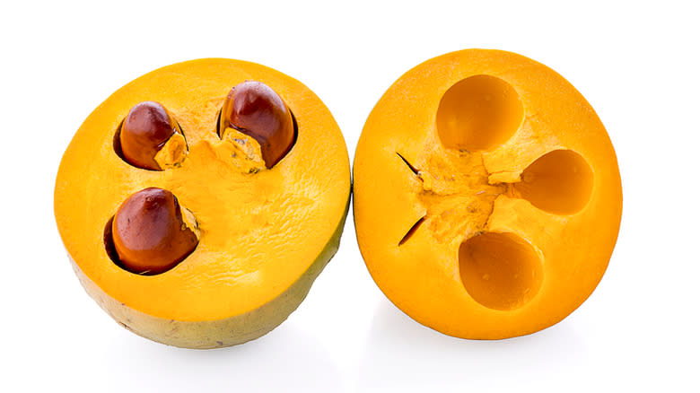 Yellow sapote fruit with seeds
