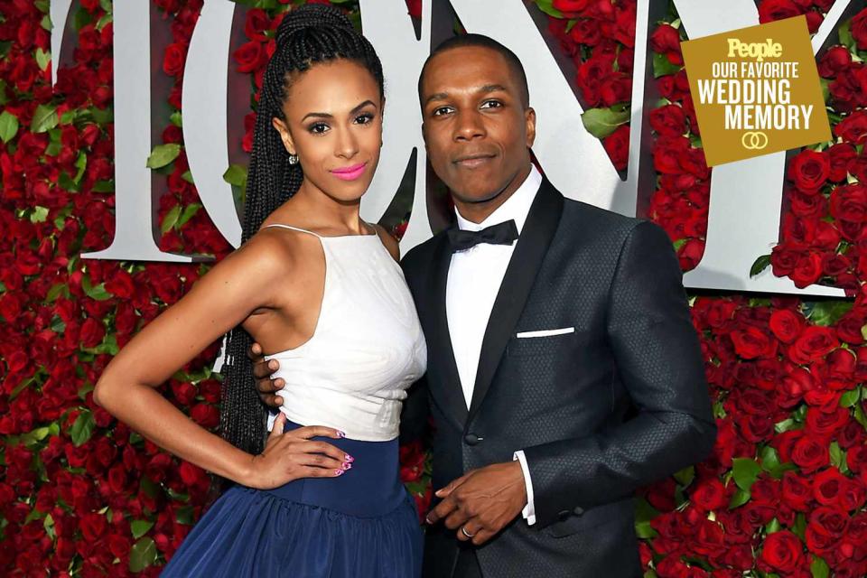 <p>Larry Busacca/Getty Images</p> Nicolette Robinson (L) and Leslie Odom Jr. attend the 70th Annual Tony Awards