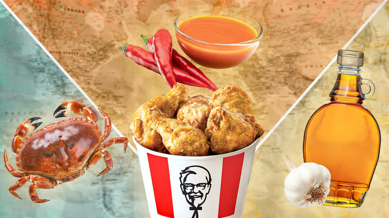 KFC bucket of chicken with crab, garlic, peppers