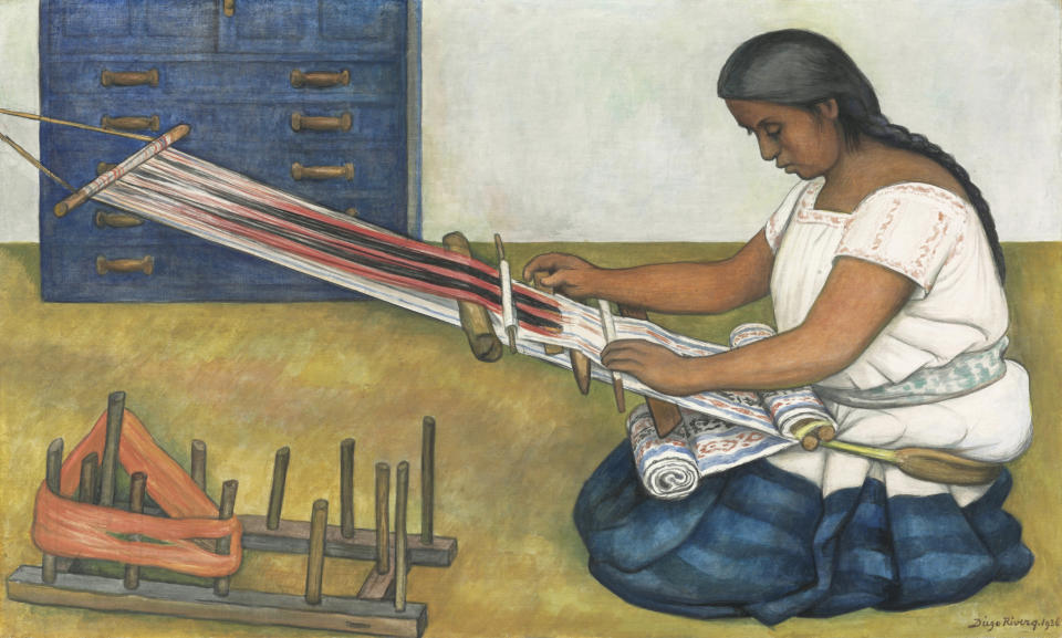 Diego Rivera, Weaving, 1936; Art Institute of Chicago, gift of Josephine Wallace KixMillerin memory of her mother, Julie F. Miller. - Credit: ©2022 Banco de México Diego Rivera & Frida Kahlo Museums Trust, Mexico, D.F./Artists Rights Society (ARS), NewYork; photo:The Art Institute of Chicago / Art Resource, NY