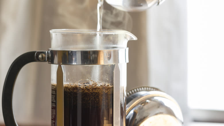 Water pouring into French press
