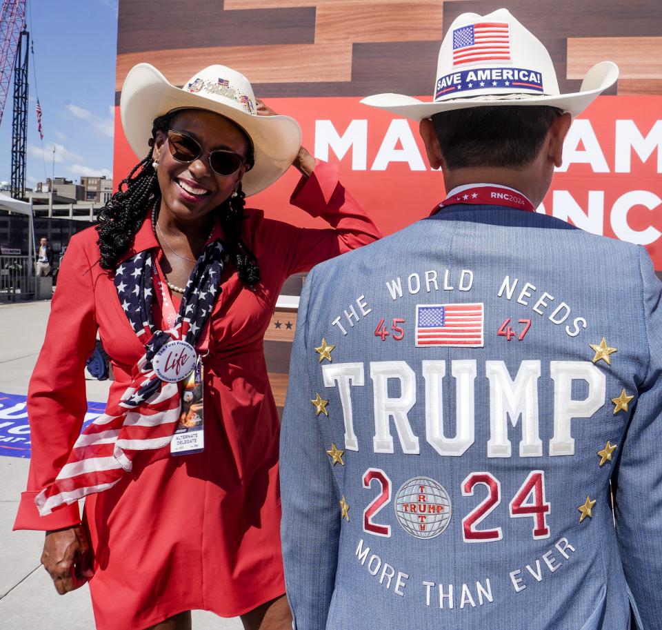 Rochelle Brooks of Mansfield, Texas, and Tien Tran of Orange County, California, became great acquaintances on Day 4 of the Republican National Convention. "People around the world, they have tried to take this man down forever and now nothing can take him down, a bullet couldn't take him down. God spared him for a reason," Tran said. "President Trump has a record that shows when America is doing great, the world will follow."