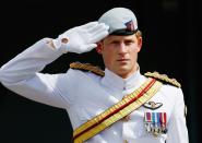 <p>The prince salutes at the International Fleet Review in Sydney, Australia. </p>