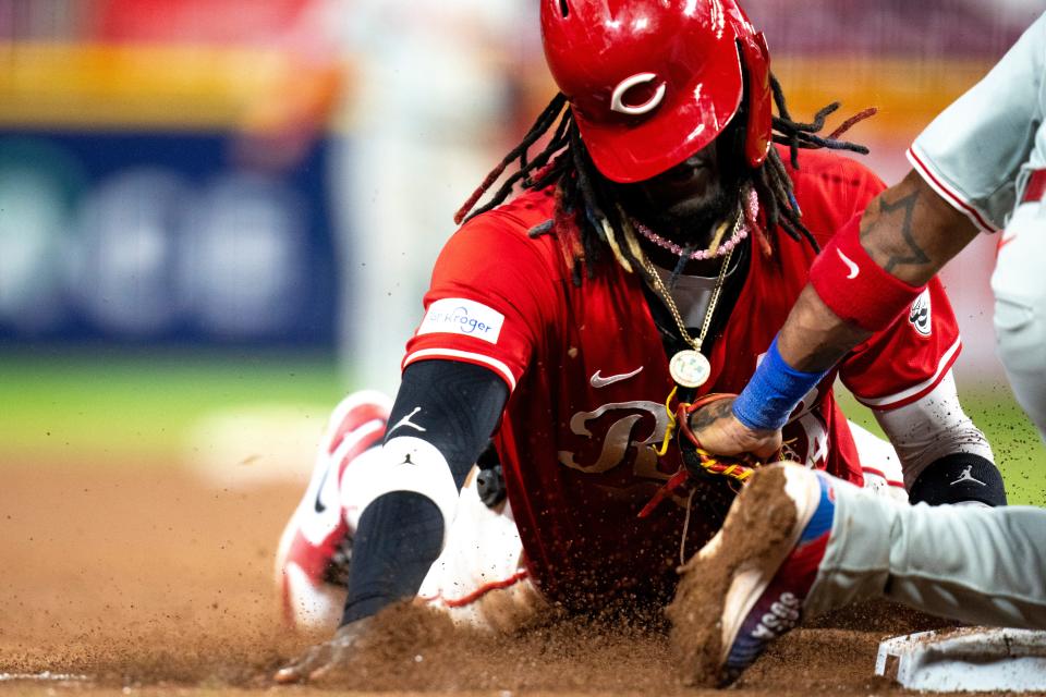 Elly De La Cruz became the fastest Reds player to reach 50 stolen bases (in 122 games) since Billy Hamilton reached the mark in 97 games in 2013 and '14.