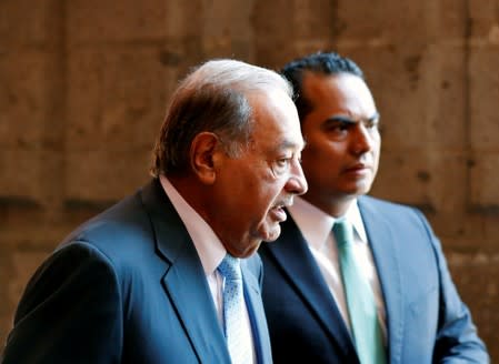 Mexican tycoon Carlos Slim arrives to listen to Mexico's President Andres Manuel Lopez Obrador during his first state of the union at National Palace in Mexico City