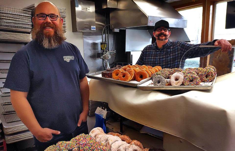 Mike Bishop, left, and Ryan Pierson, are the incoming owners of the Spudnut Shop in Richland. The Richland High School graduates vow to keep the beloved bakery and lunch spot the same after they take over from Val and Doug Driver.