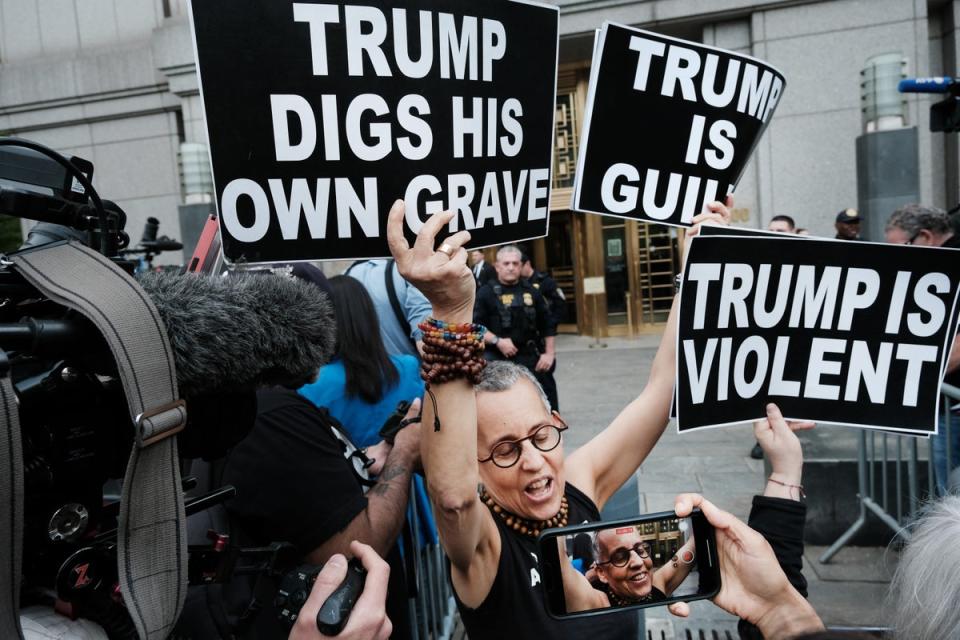 A protester outside court following the verdict (Getty Images)