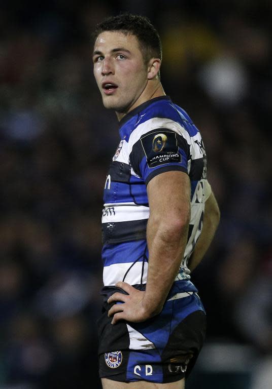 Bath's English centre Sam Burgess during the European Rugby Champions Cup match against Montpellier at the Recreation Ground in Bath on December 12, 2014