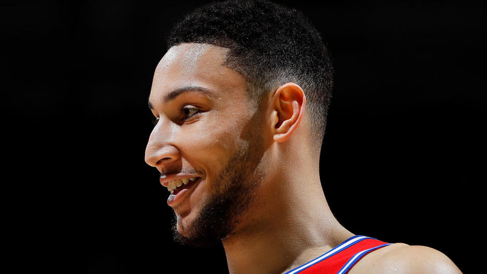 Ben Simmons, pictured playing for Philadelphia, has arrived back in Australia for the second-time this off-season.