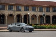 <p>The 2022 Hyundai Elantra stands out in traffic due to its <a href="https://www.caranddriver.com/news/a31368284/2021-hyundai-elantra-redesign-revealed/" rel="nofollow noopener" target="_blank" data-ylk="slk:unique styling;elm:context_link;itc:0;sec:content-canvas" class="link ">unique styling</a>, but underneath the sharply creased sheetmetal is a spacious and practical compact car. Its cabin is decked out with a similarly futuristic design and several high-end features are offered, especially on the high-end trims, that help with the wow factor. The entry-level engine is a somewhat sleepy 147-hp four-cylinder that is mated to a continuously variable automatic transmission (CVT), but both a hybrid powertrain and a 201-hp turbocharged four are optional. The Elantra competes with heavy hitters such as the <a href="https://www.caranddriver.com/honda/civic" rel="nofollow noopener" target="_blank" data-ylk="slk:Honda Civic;elm:context_link;itc:0;sec:content-canvas" class="link ">Honda Civic</a>, the <a href="https://www.caranddriver.com/nissan/sentra" rel="nofollow noopener" target="_blank" data-ylk="slk:Nissan Sentra;elm:context_link;itc:0;sec:content-canvas" class="link ">Nissan Sentra</a>, and the <a href="https://www.caranddriver.com/toyota/corolla" rel="nofollow noopener" target="_blank" data-ylk="slk:Toyota Corolla;elm:context_link;itc:0;sec:content-canvas" class="link ">Toyota Corolla</a>, and its style and value-oriented packaging make it a solid choice among compact cars.<br></p><p><a class="link " href="https://www.caranddriver.com/hyundai/elantra" rel="nofollow noopener" target="_blank" data-ylk="slk:Review, Pricing, and Specs;elm:context_link;itc:0;sec:content-canvas">Review, Pricing, and Specs</a></p>