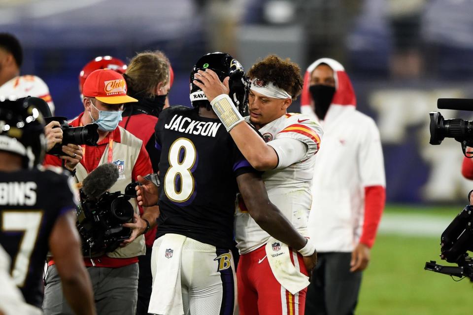 Lamar Jackson and the Baltimore Ravens host Patrick Mahomes and the Kansas City Chiefs in the AFC Championship Game on Sunday.