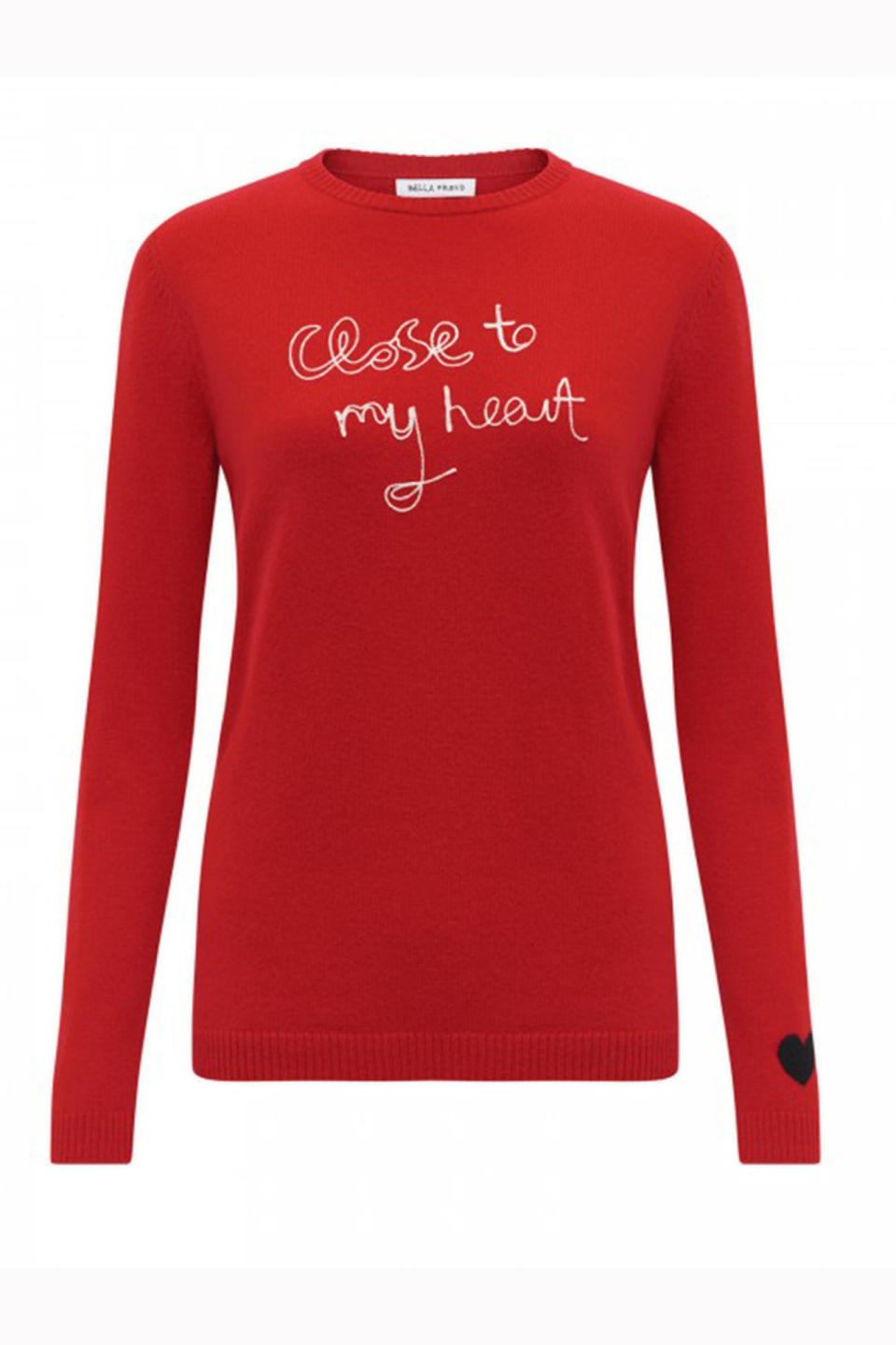 <p>Most of us want a Bella Freud jumper all year round, but the slogan and scarlet shade make it very Valentine's Day ready.</p><p><em>Embroidered merino wool jumper, £300, </em><a rel="nofollow noopener" href="http://www.bellafreud.com/close-to-my-heart-jumper-red.html" target="_blank" data-ylk="slk:Bella Freud;elm:context_link;itc:0;sec:content-canvas" class="link "><em>Bella Freud</em></a></p>