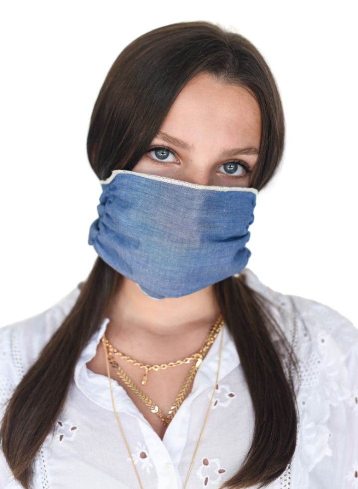 Mali + Lili Adult Four Layer Adult Mask Scarf in Chambray