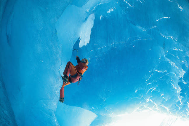 Ice climbing. Photo: Swiss Tourism - The rush: It’s rock-climbing, but with a difference: ascending glaciers or frozen waterfalls offers a whole new challenge. Season: January to February CNT tip: Beginners should take the five-day Ice Climbing Skills course offered by the International School of Mountaineering in the winter. (www.alpin-ism.com)