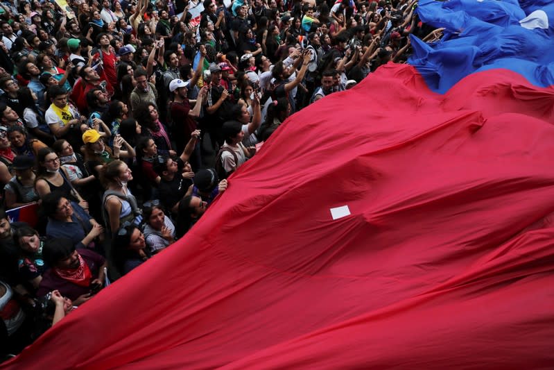 Protest against Chile's state economic model in Santiago