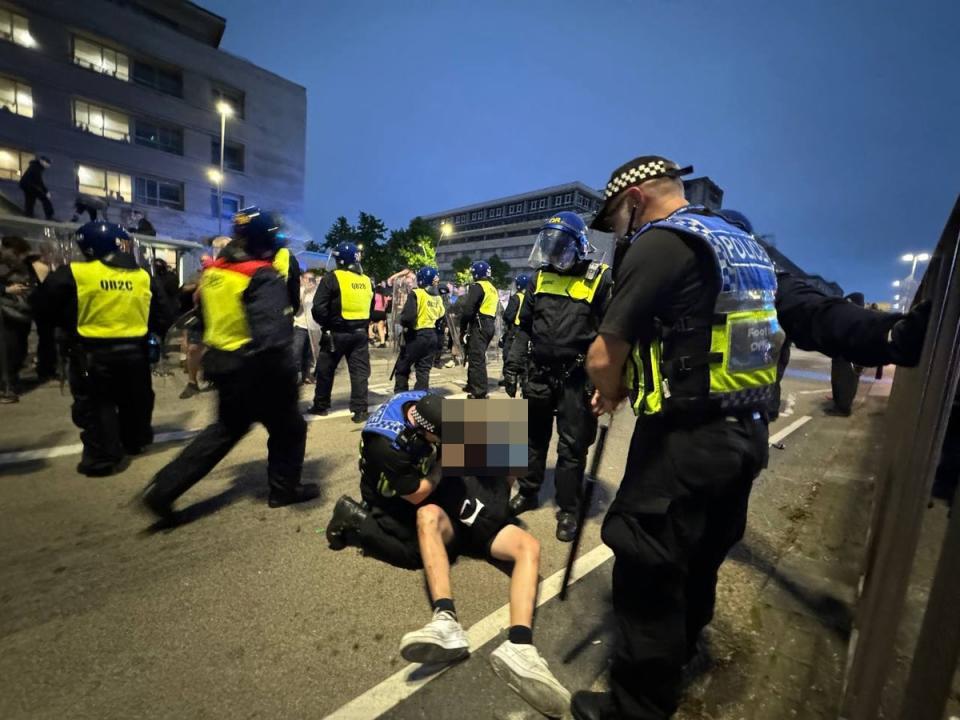 Arrest in Plymouth on Monday night (Anadolu via Getty Images)