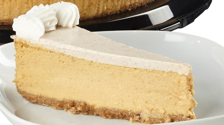 Slice of Costco pumpkin cheesecake