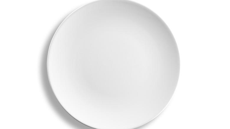 Aerial shot of white dinner plate