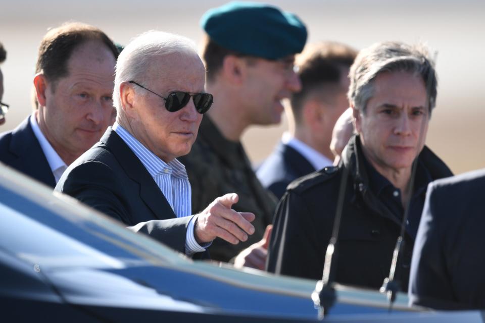 President Joe Biden [C] and US Secretary of State Antony Blinken [R] (EPA)