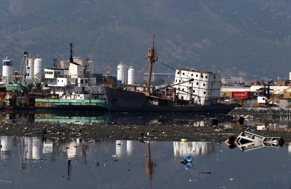 Old ships are seen at the Guanabara Bay in Rio de Janeiro