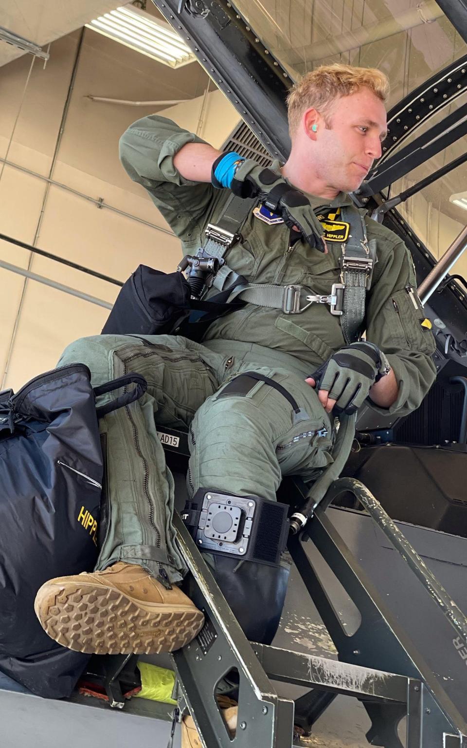 Air Force Fighter Pilot Chase Hippler, son of Chuck, preps for a training dogfight