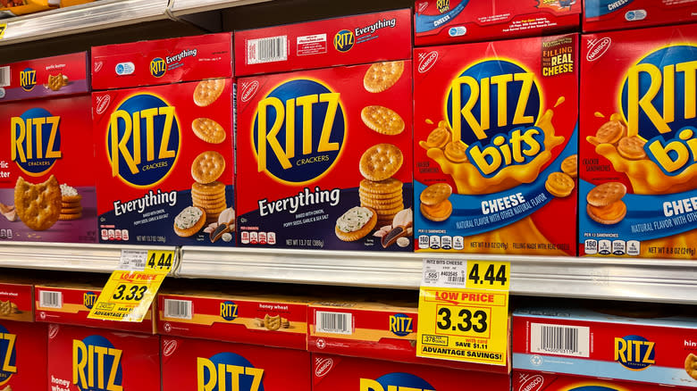 Ritz crackers on grocery shelf