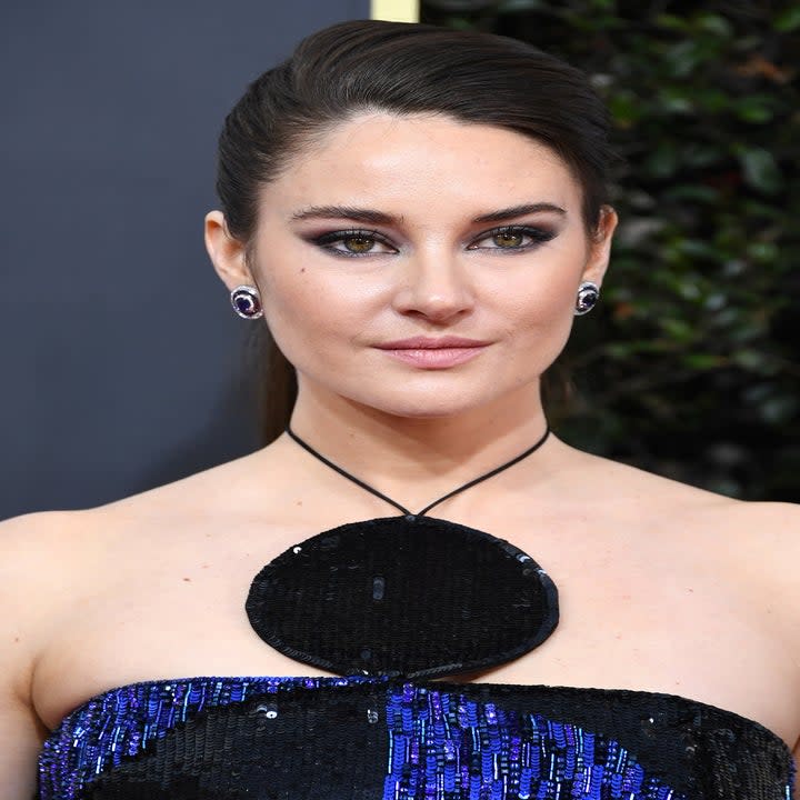 A closeup of Shailene at a red carpet event