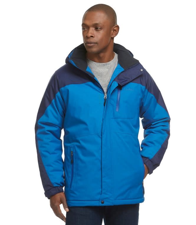 LL bean navy and bright blue hooded parka