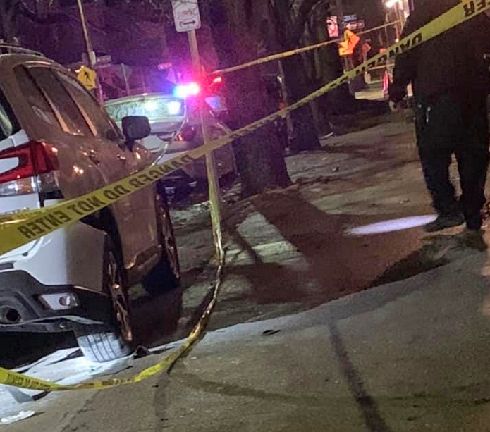 Pittsburgh police are investigating an incendiary device that was thrown from a moving vehicle, damaging a parked vehicle. (Pittsburgh Police)