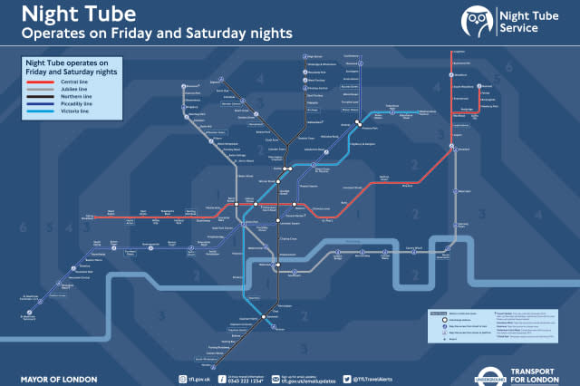 Transport for London 24 hour tube map