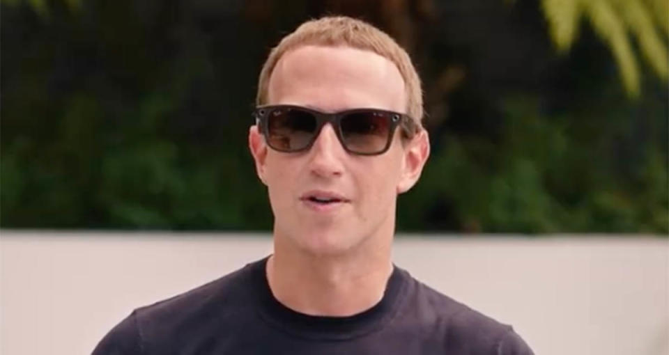 Mark Zuckerberg wearing Ray-Ban Stories sunglasses. Photo: Facebook.